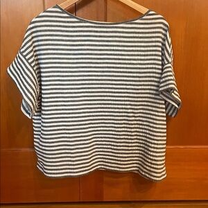 Boxy Max Studio Striped Short Sleeve Top